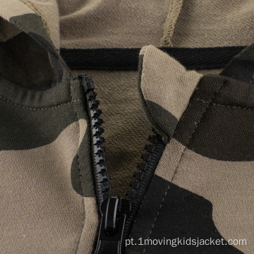 Roupa infantil de outono com capuz de camuflagem para menino